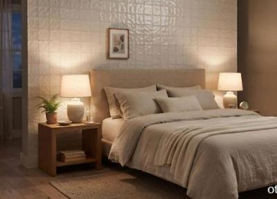کاشی کاری اتاق خواب روی دیوار گچی؛ نکات نصب کاشی با چسب روی گچ برای دیوار پشت تخت کاشی کاری اتاق خواب روی دیوار گچی؛ نکات نصب کاشی با چسب روی گچ برای دیوار پشت تخت